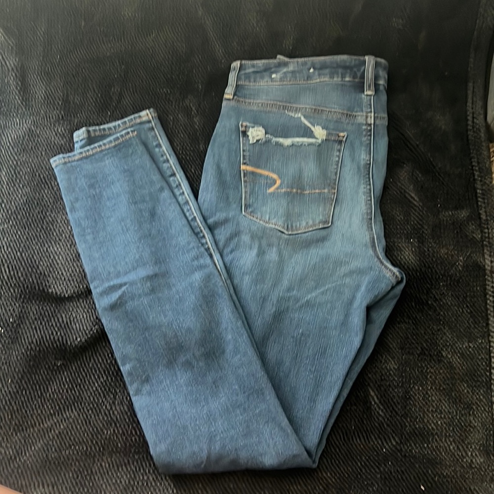 Size 10 Extra Tall distressed American Eagle Skinny Jeans